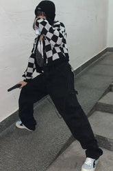 Pantalones vaqueros negros retro de cintura alta